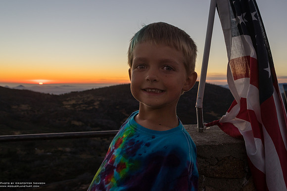 Leif and Old Glory Atop Stonewall Peak